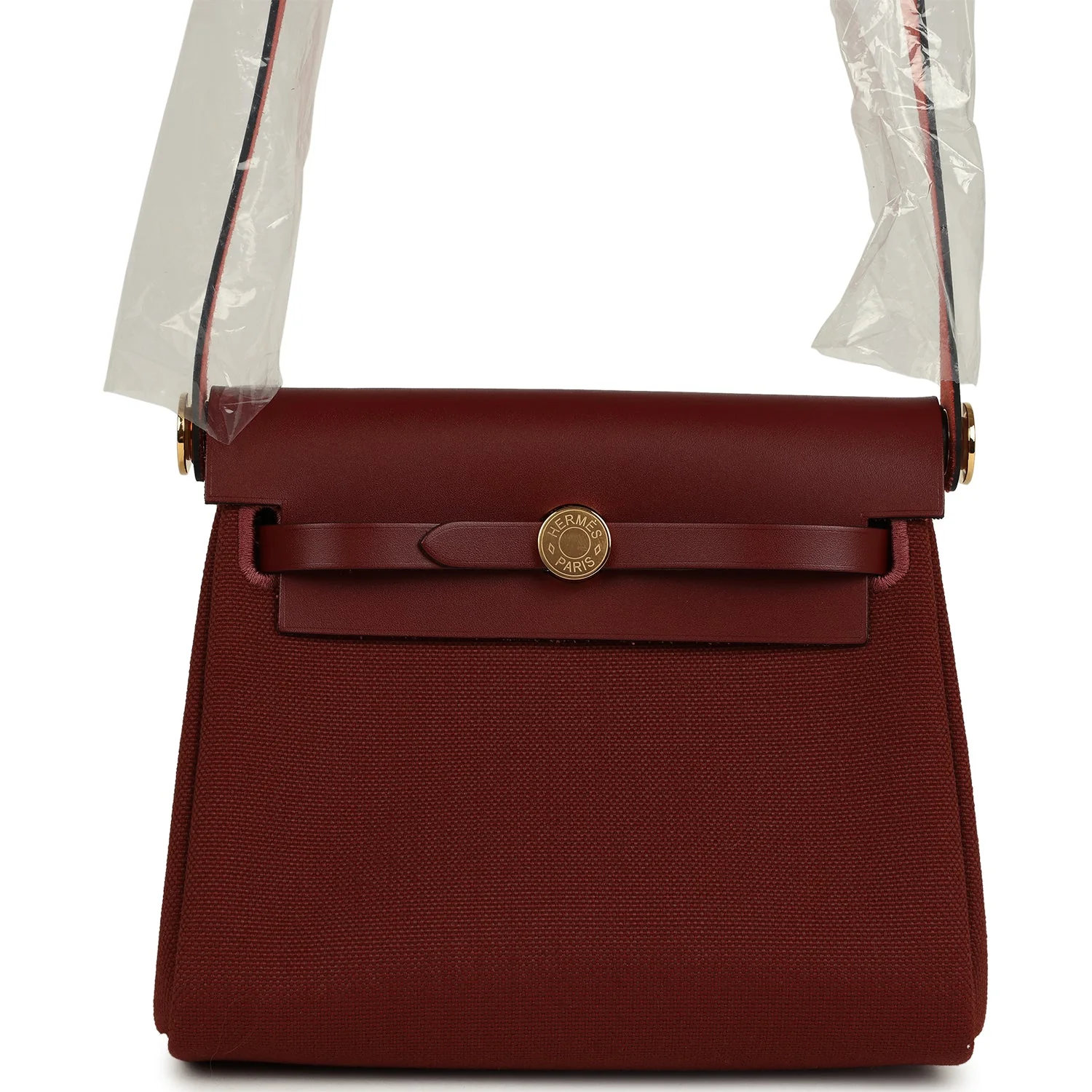 Hermes Herbag Zip 20 Mini Rouge H Toile Militaire Canvas and Vache Hunter Gold Hardware