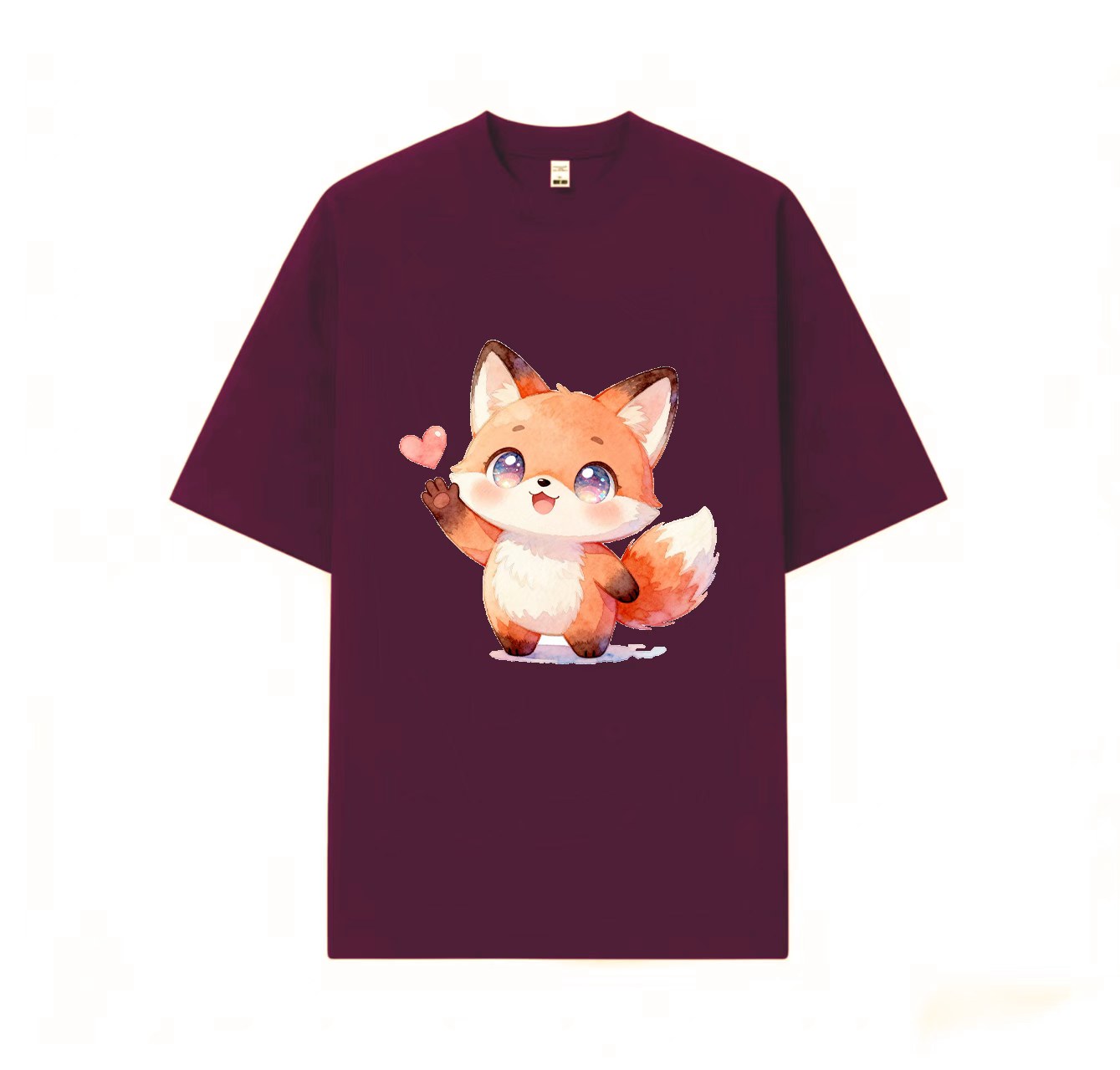 A cute and adorable short-sleeved shirt with a smiling fox print – a must-have for summer outfits.