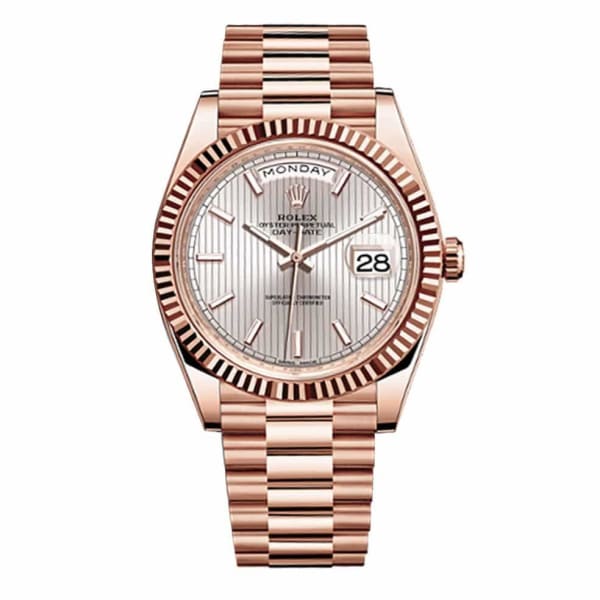 Rolex Day-Date 40 Presidential Sundust Stripe Dial 18K Everose Gold Automatic Men's Watch