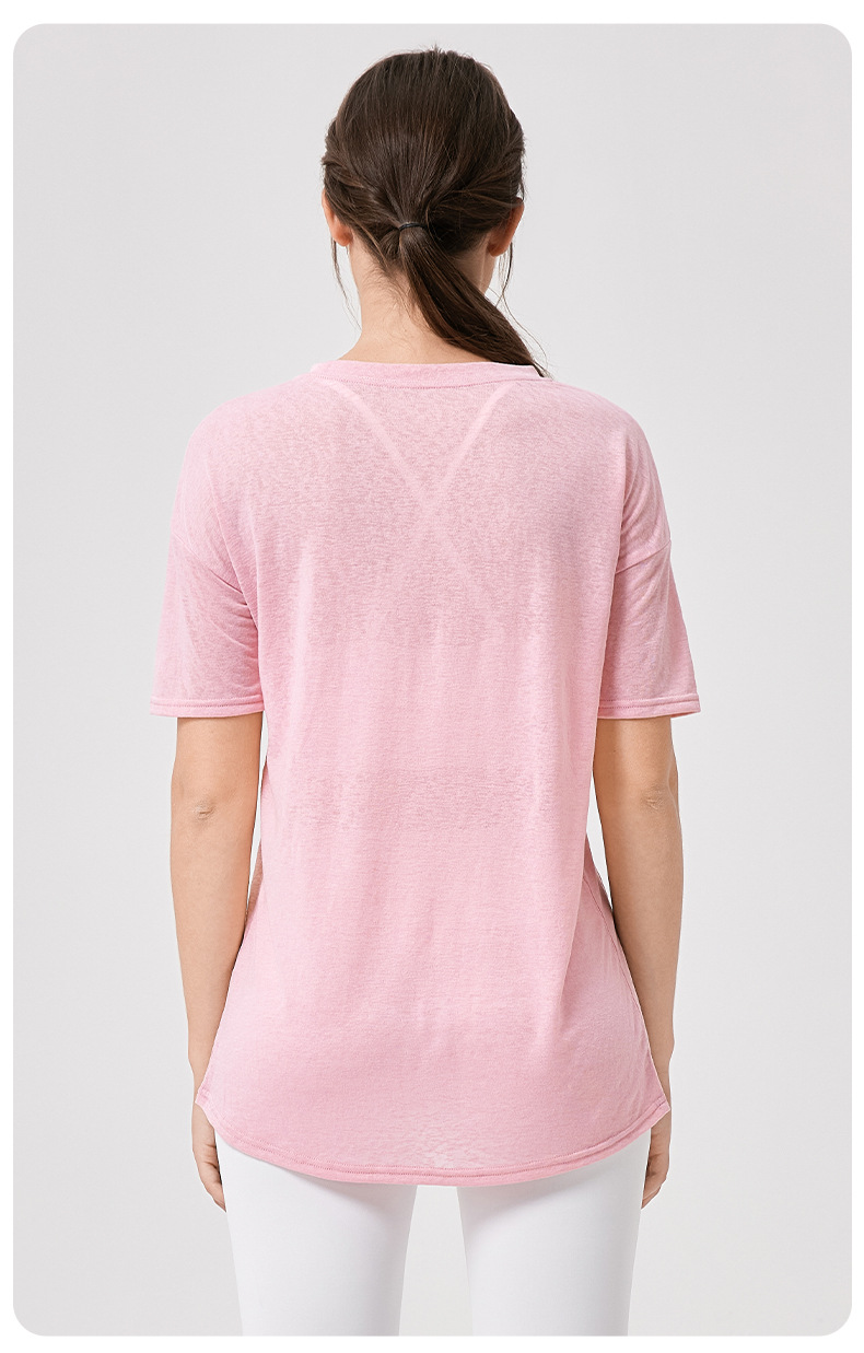 Women's Yoga Cover-up Loose Breathable Running Sports Top T-Shirt Fitness Pilates Training Short Sleeve