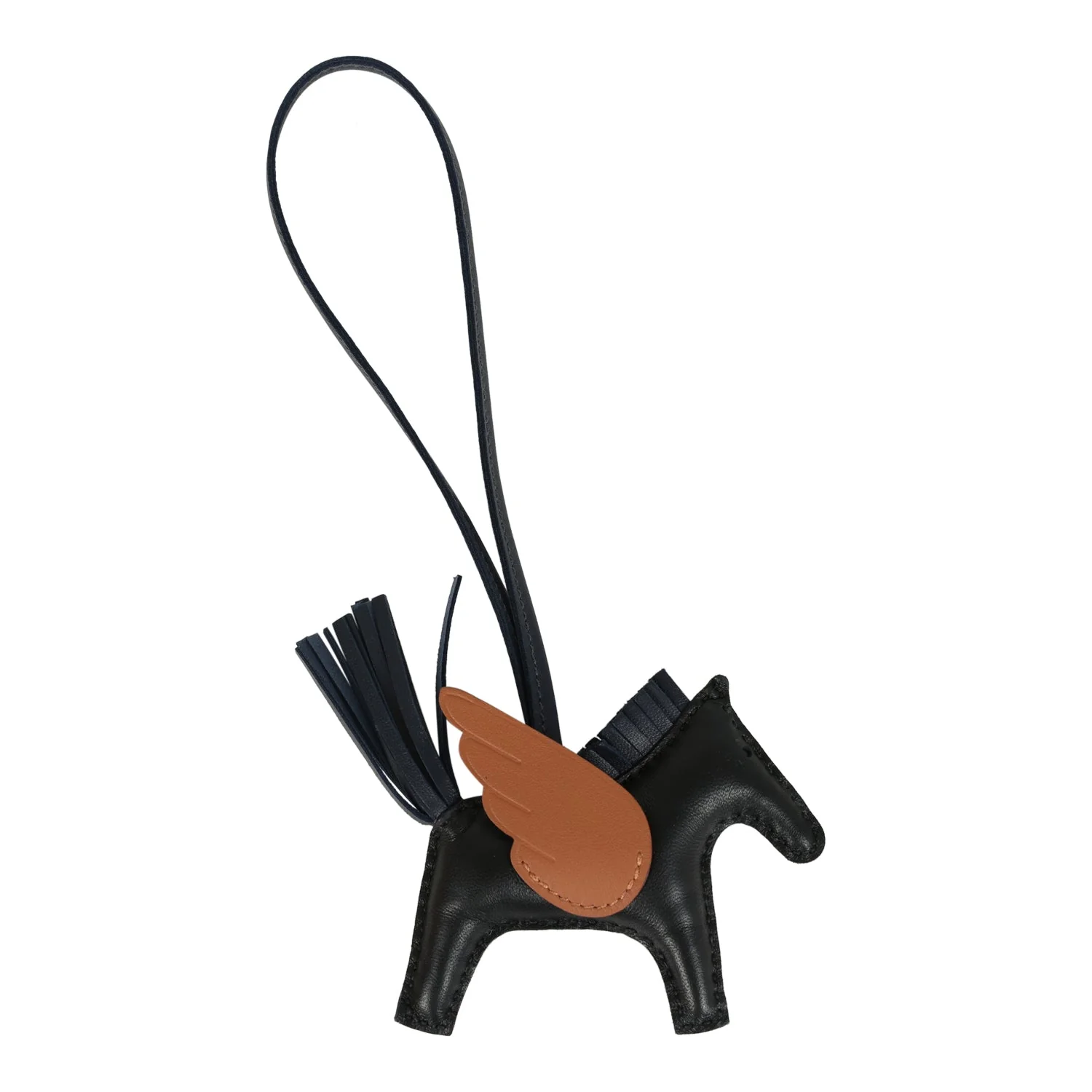 Hermes Pegase Rodeo Bag Charm PM Black, Gold & Bleu Nuit Milo Lambskin