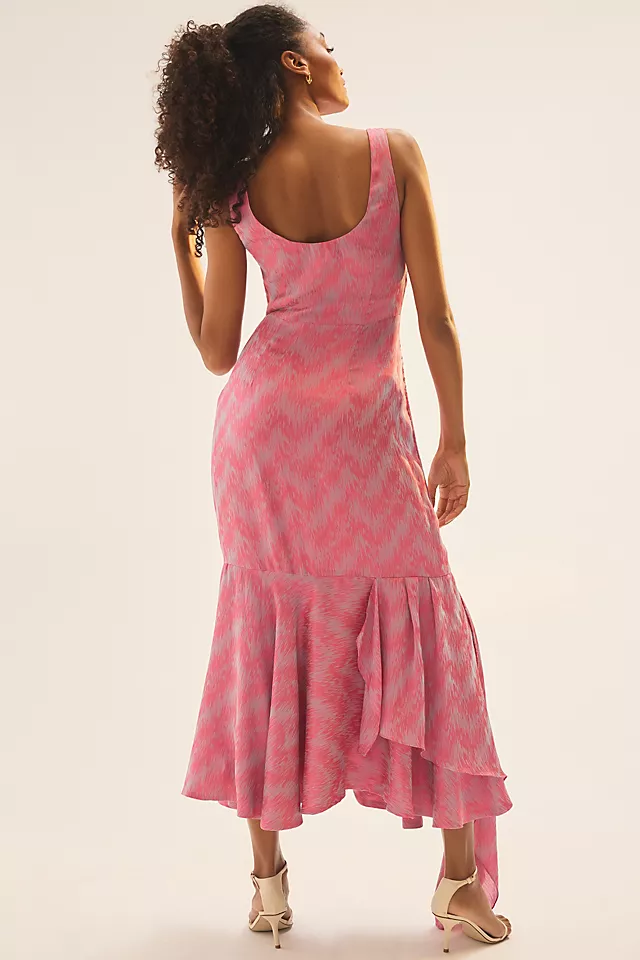 Haroon Ruched Sleeveless Side-Slit Dress PINK
