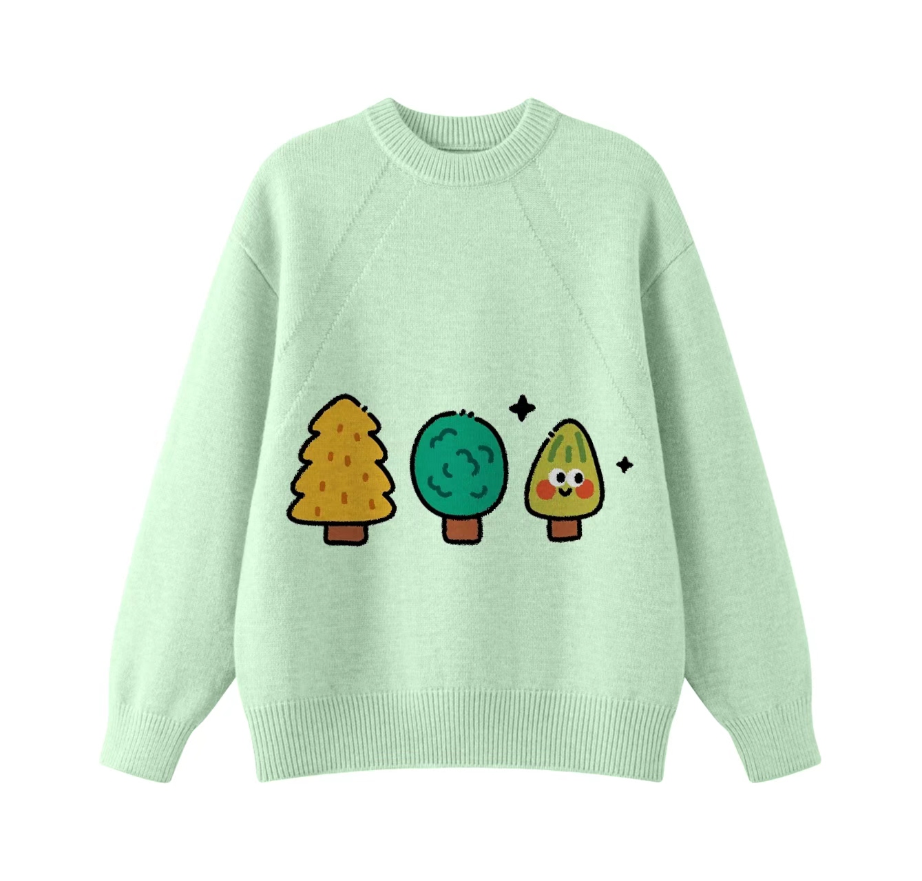 This adorable knit sweater features a three-tree pattern and is a crew neck pullover. Its design also makes it an ideal choice for winter wear.