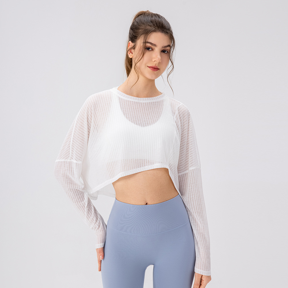 Women's Yoga Cover-up Long Sleeve Lightweight Breathable Fitness Top Loose Outdoor Running Casual Sports Cover-up