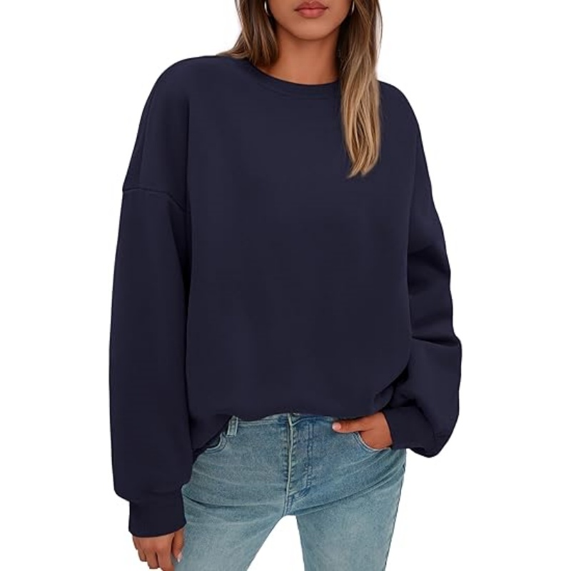 Women's Oversized Crewneck Sweatshirt, Soft Fleece Lined Long Sleeve Pullover