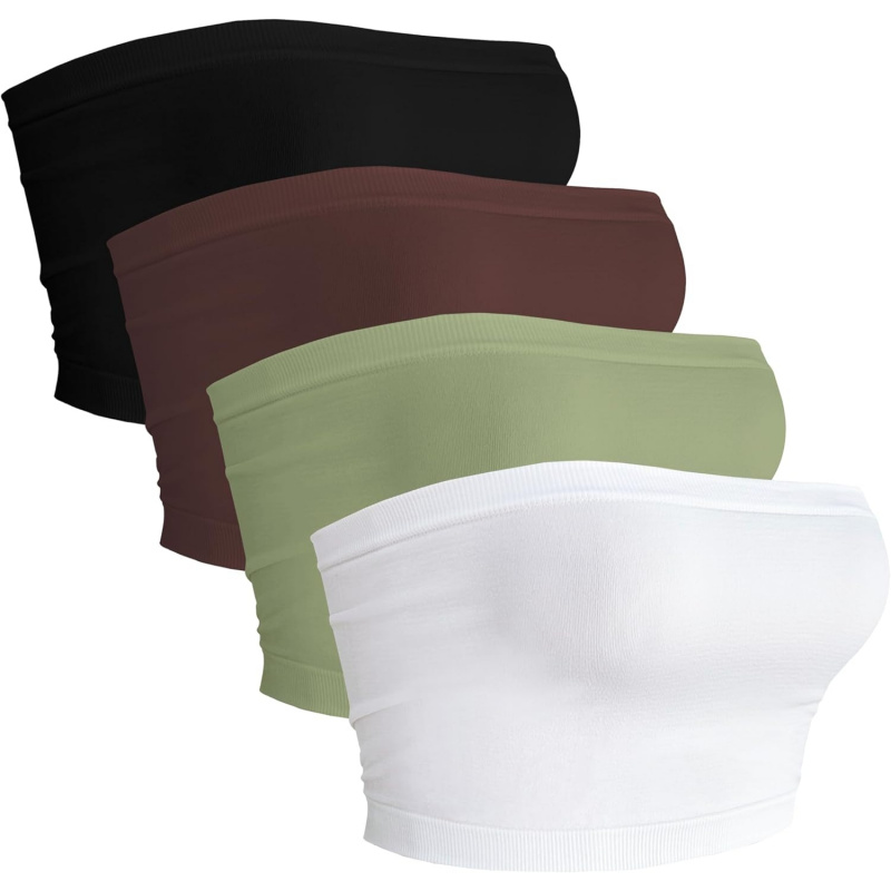 AURETOP 4 Pieces Tube Top Strapless Tops