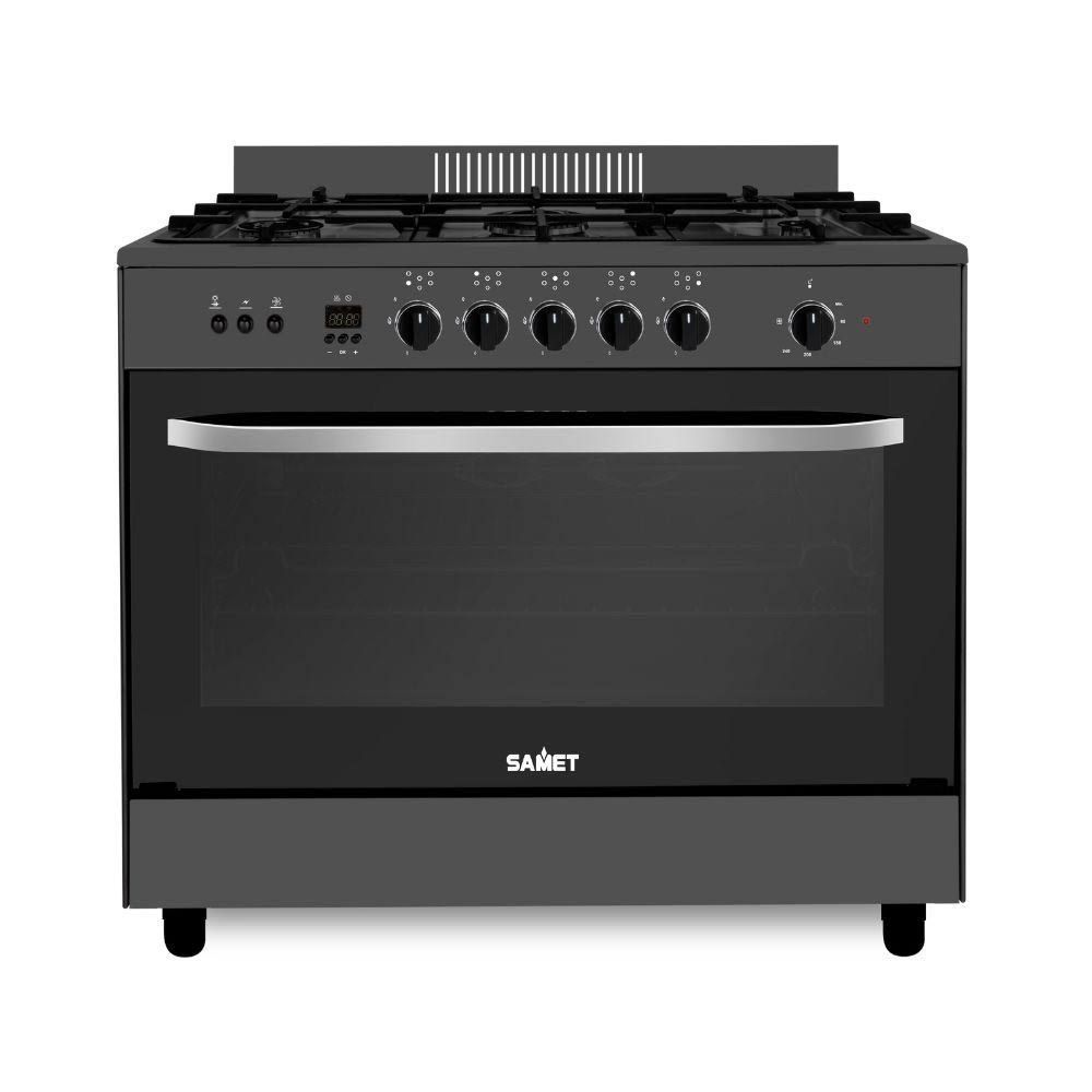Senza Marca/Generico Cucina Stromboli a gas 90x60 cm con forno a gas e grill elettrico colore nero classe a