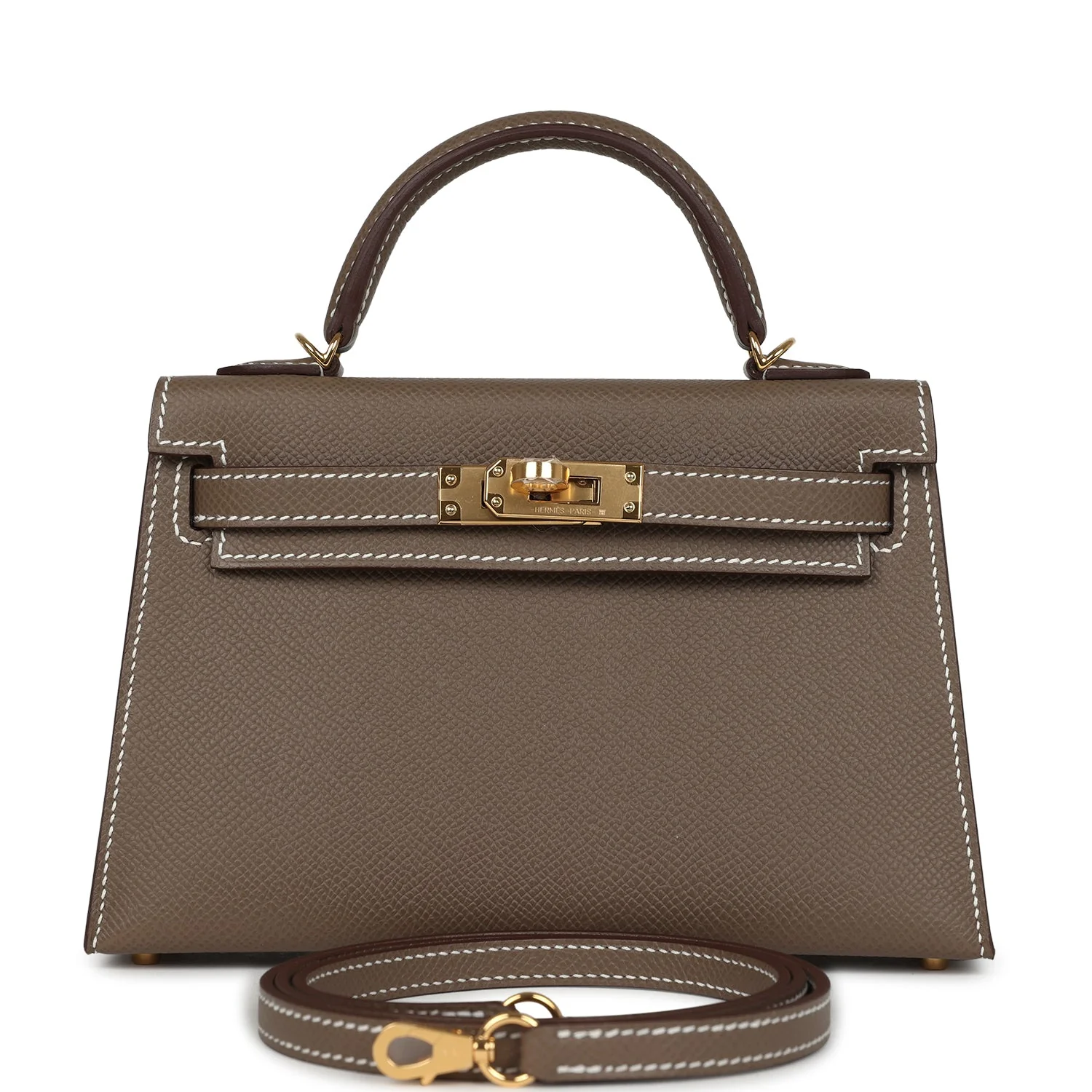 Hermes Kelly Sellier 20 Etoupe Epsom Gold Hardware