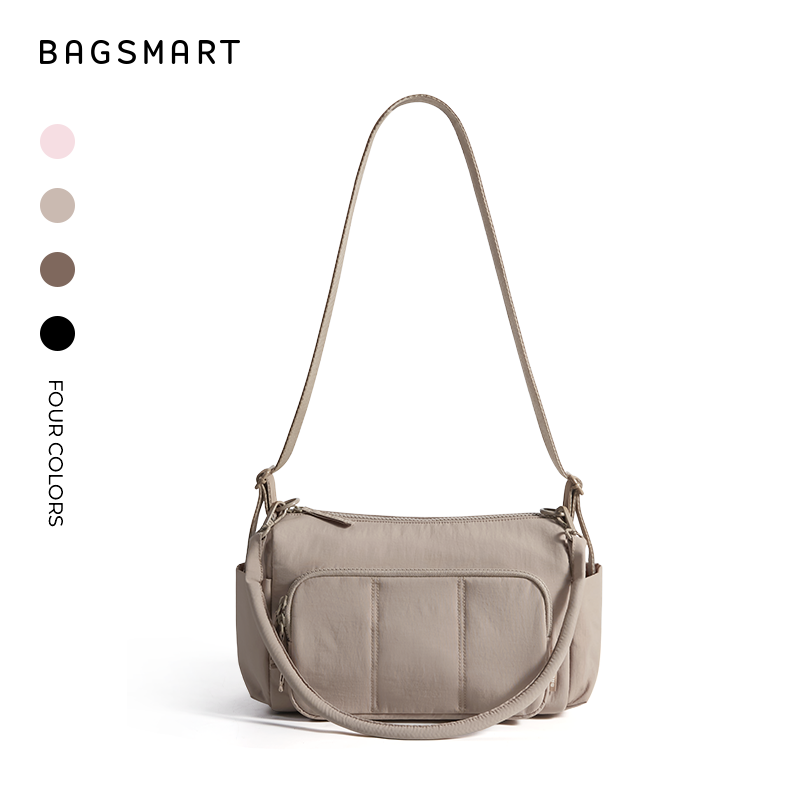 BAGSMART Quilted Crossbody Bags for Everyday Carry, Travel Shoulder Bag with Adjustable Strap, Camel