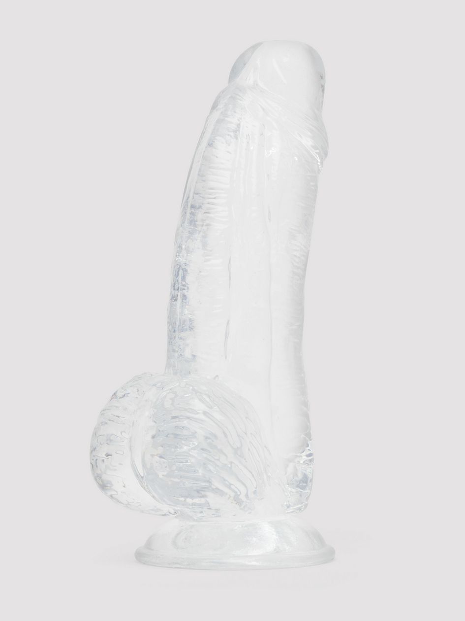 Ice Crystals Girthy Transparent Dildo with Balls 6.5 Inches