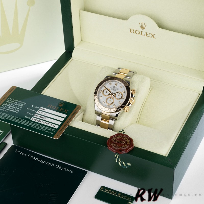 Rolex Daytona 116523 White Diamond Dial 40mm Mens Replica Watch
