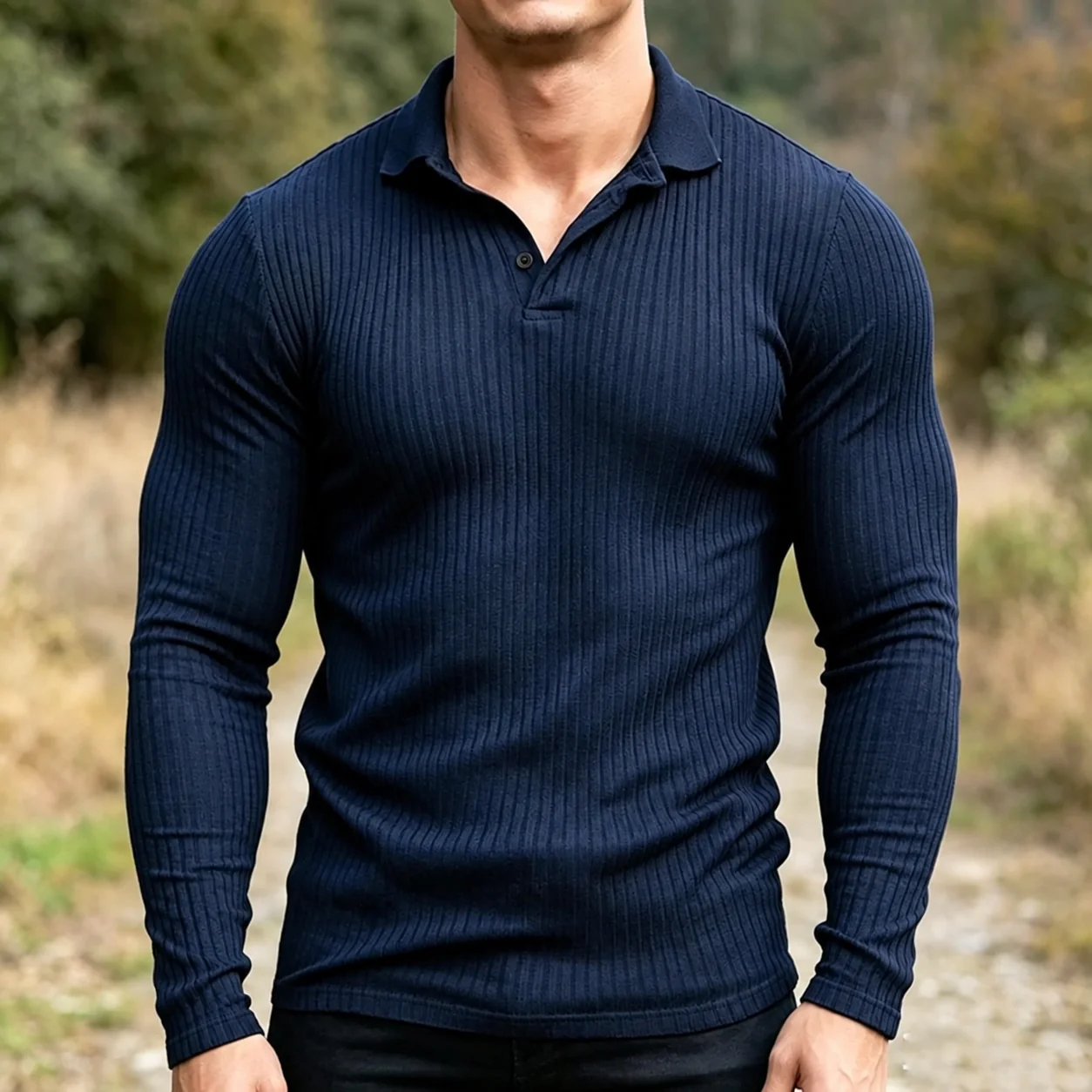 Mivanity Stretchy Slim Fit Knit Polo Shirts