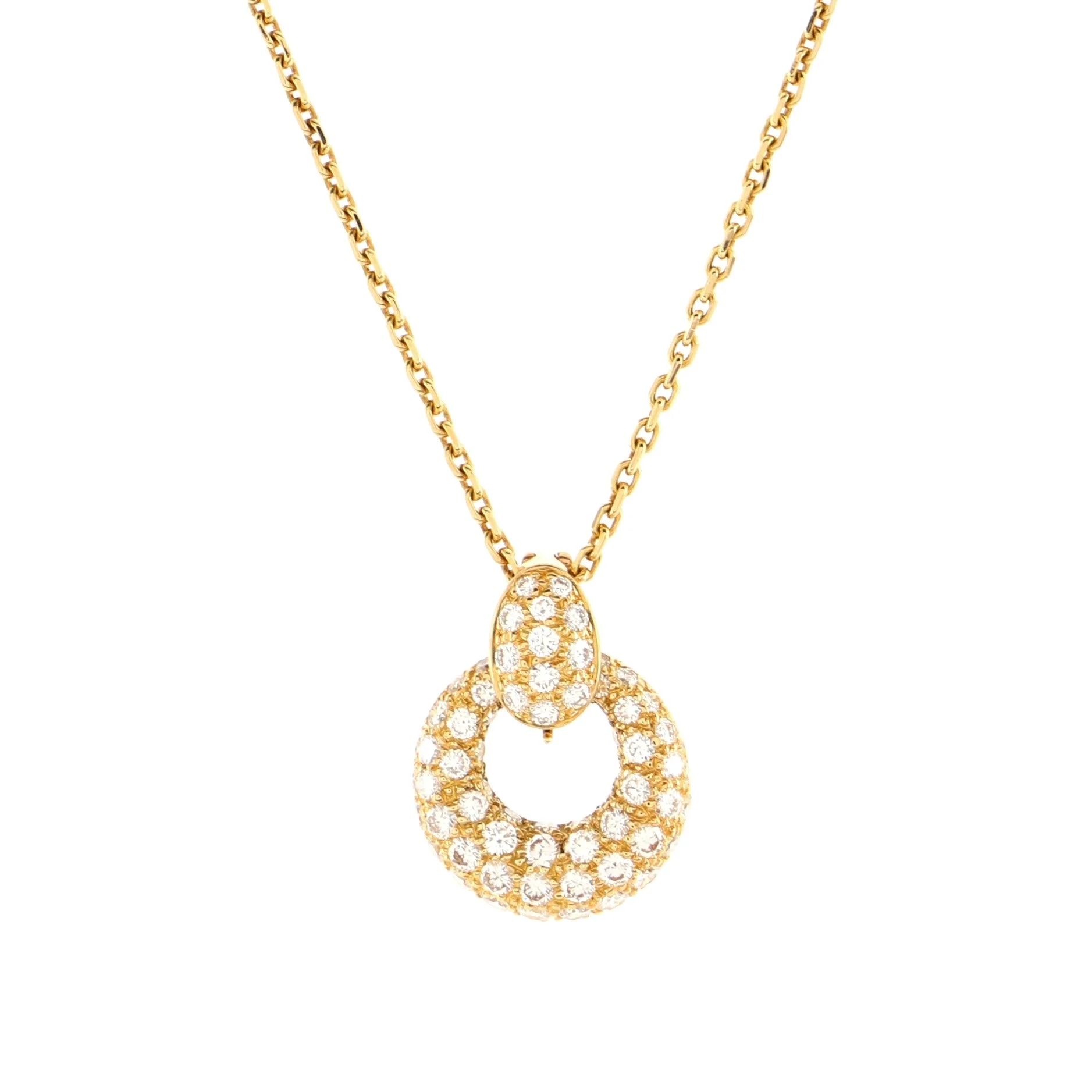 Interchangeable Round Pendant Necklace 18K Yellow Gold with Diamonds