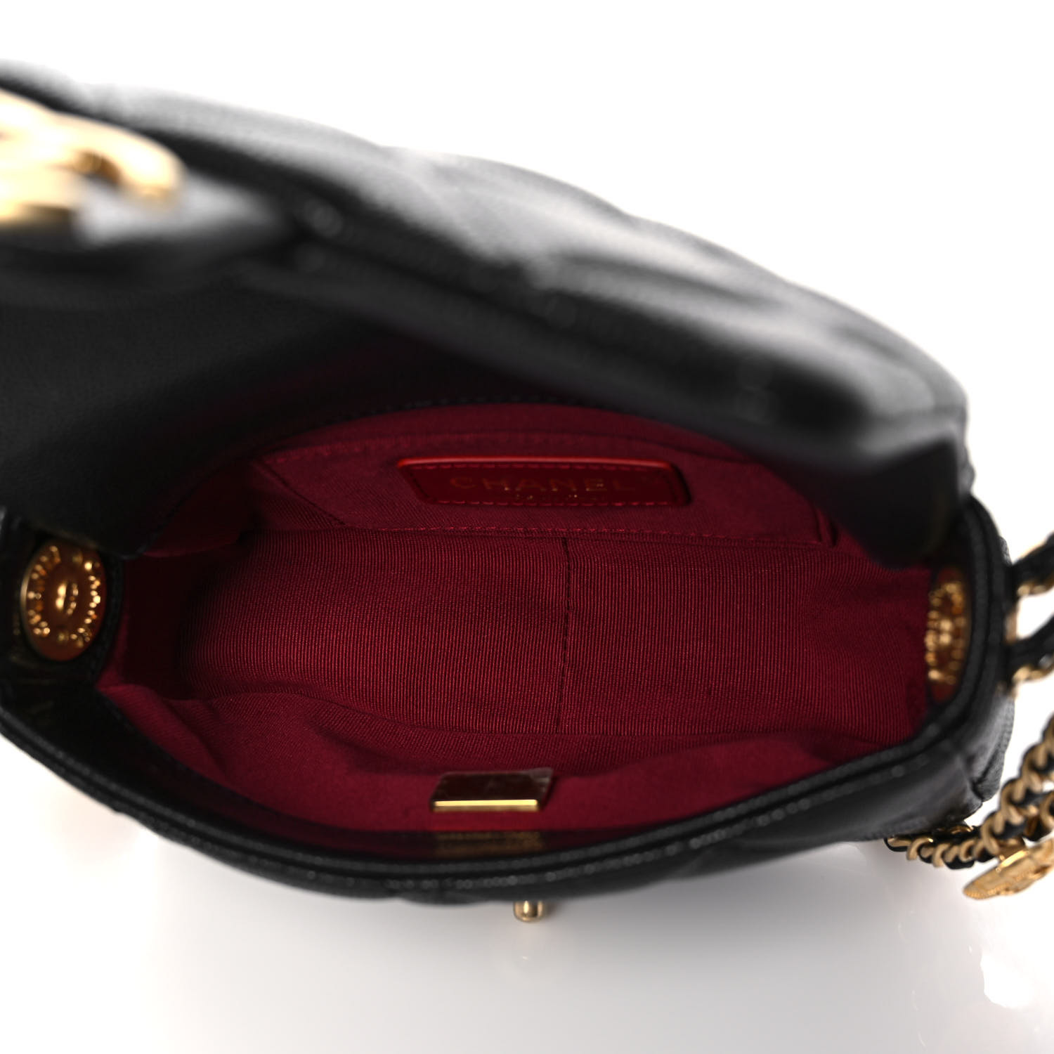 CHANEL Caviar Quilted Mini Twist Your Buttons Flap Black