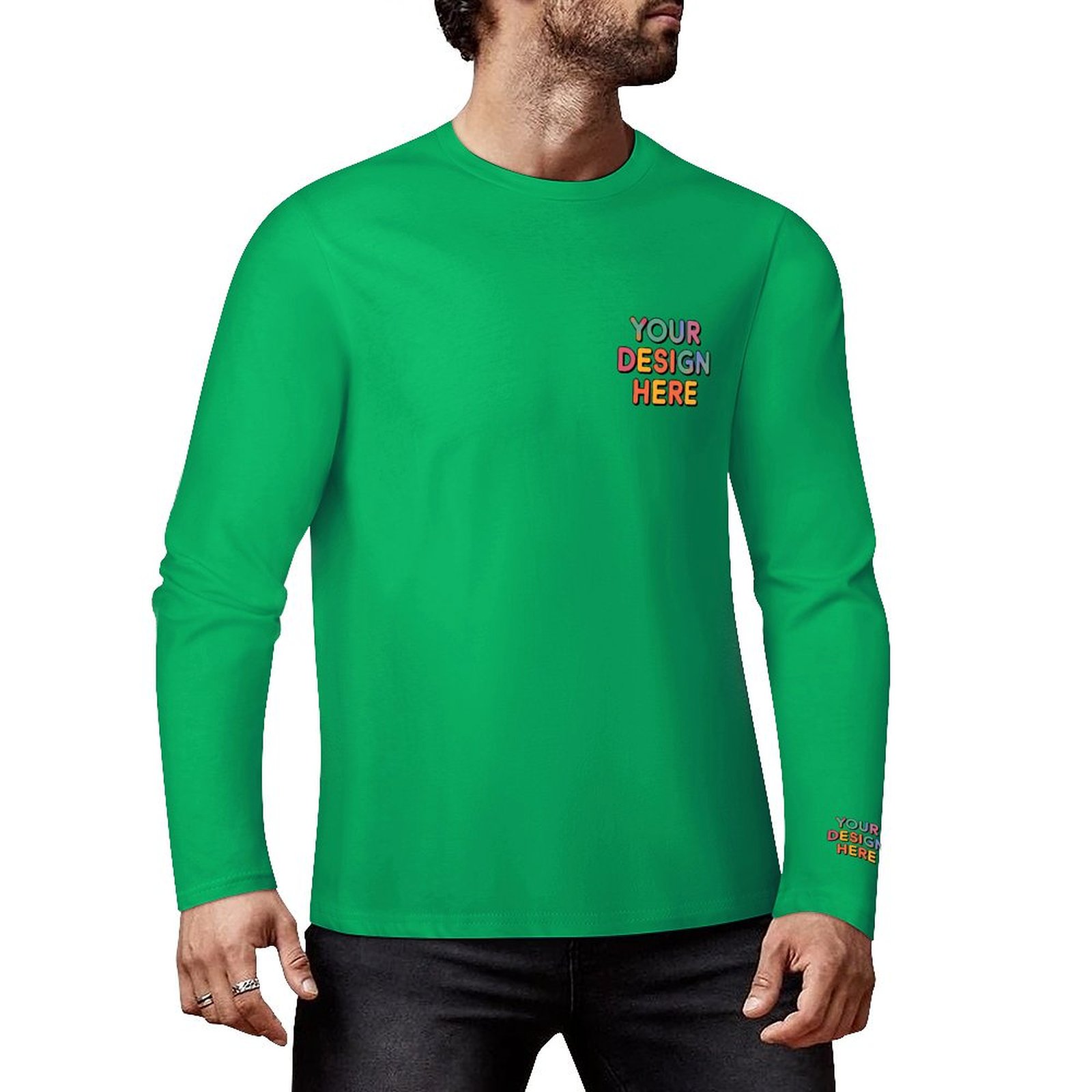 Custom Men’s Premium 160g Pure Cotton Long Sleeved T-Shirt