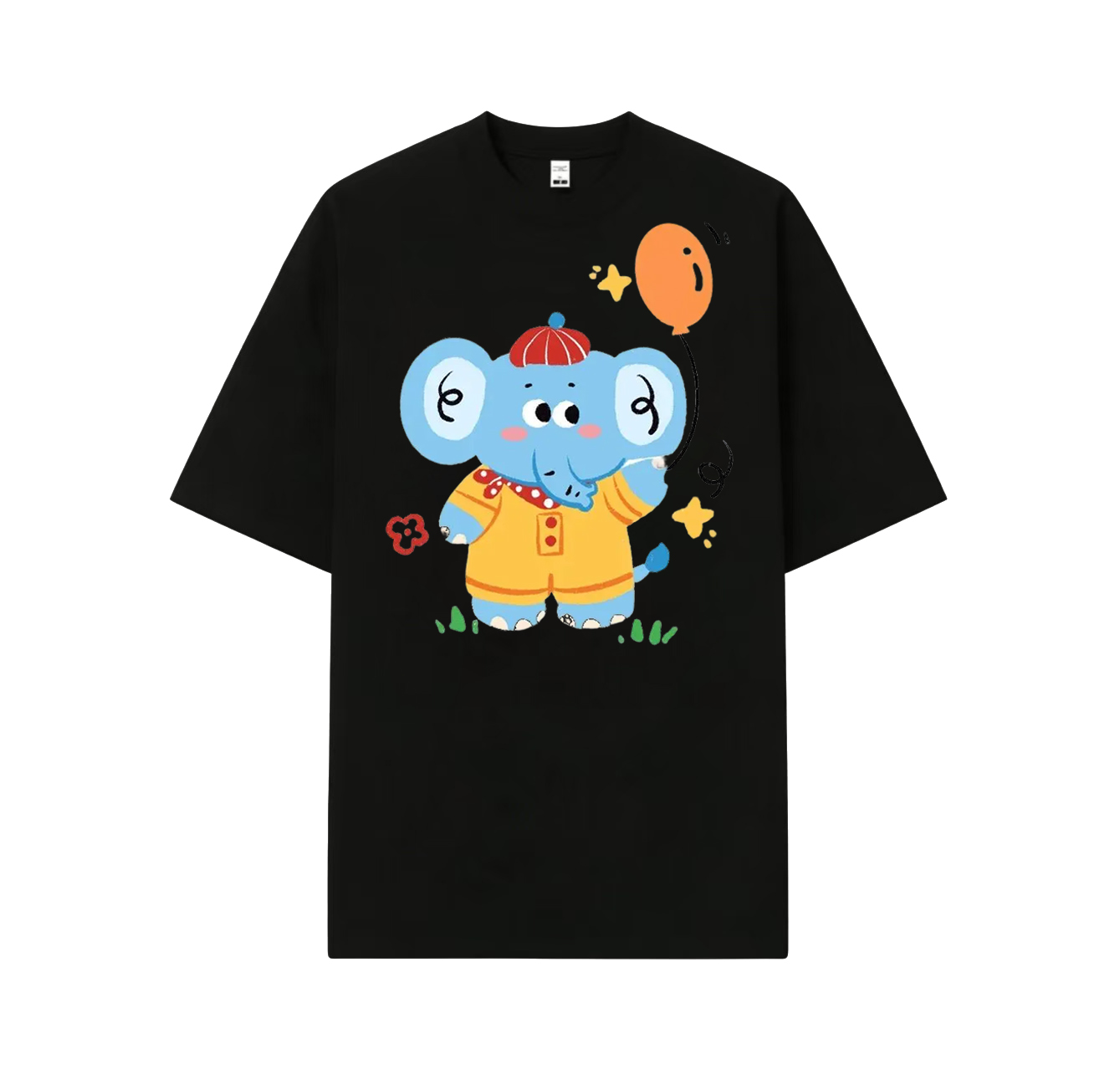 A cute short-sleeved shirt featuring a little elephant print—an essential item for your summer wardrobe.