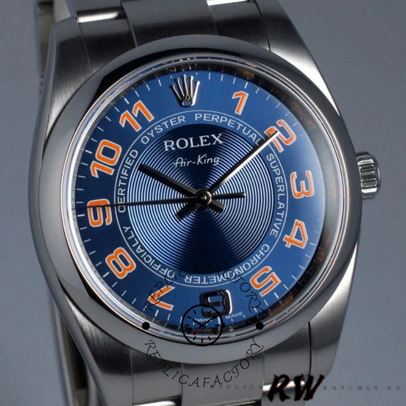 Rolex Oyster Perpetual Air-King 114200 Concentric Blue Dial 34mm Unisex Replica watch