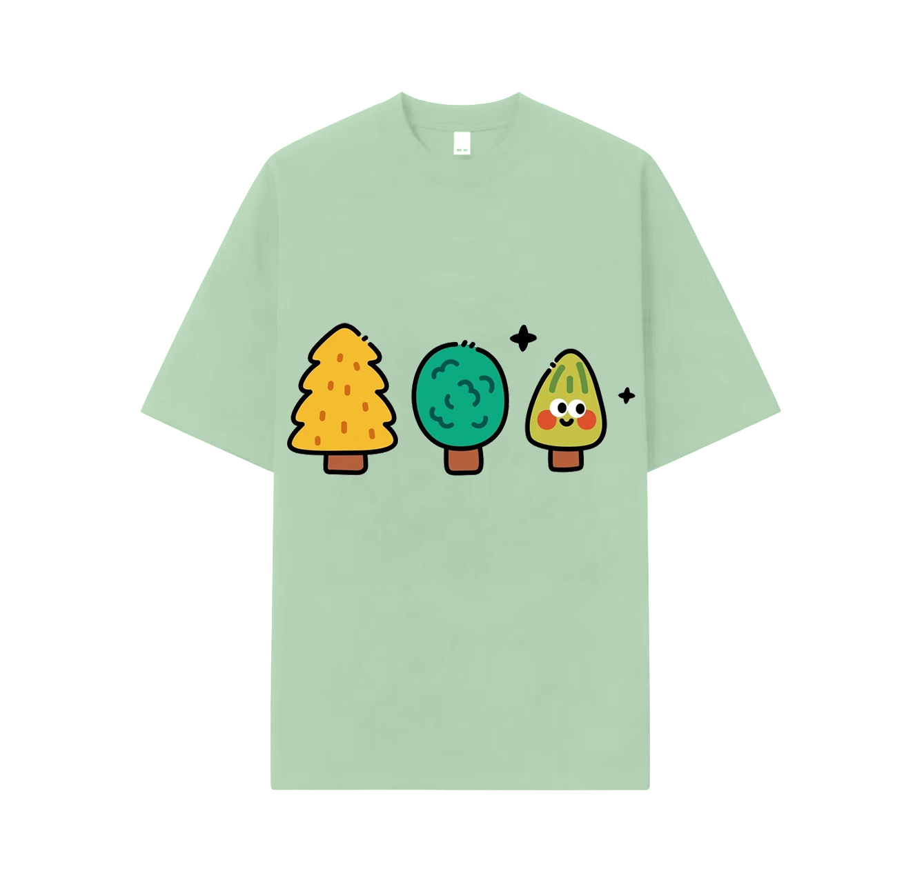 A cute short-sleeved shirt with a three-tree pattern is a must-have item in your summer wardrobe.