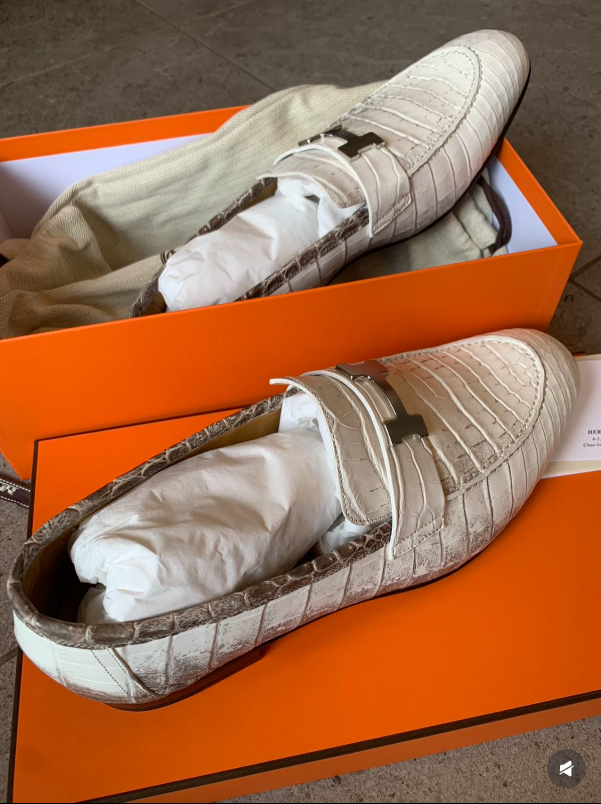 Hermès loafers Himalayan crocodile leather custom