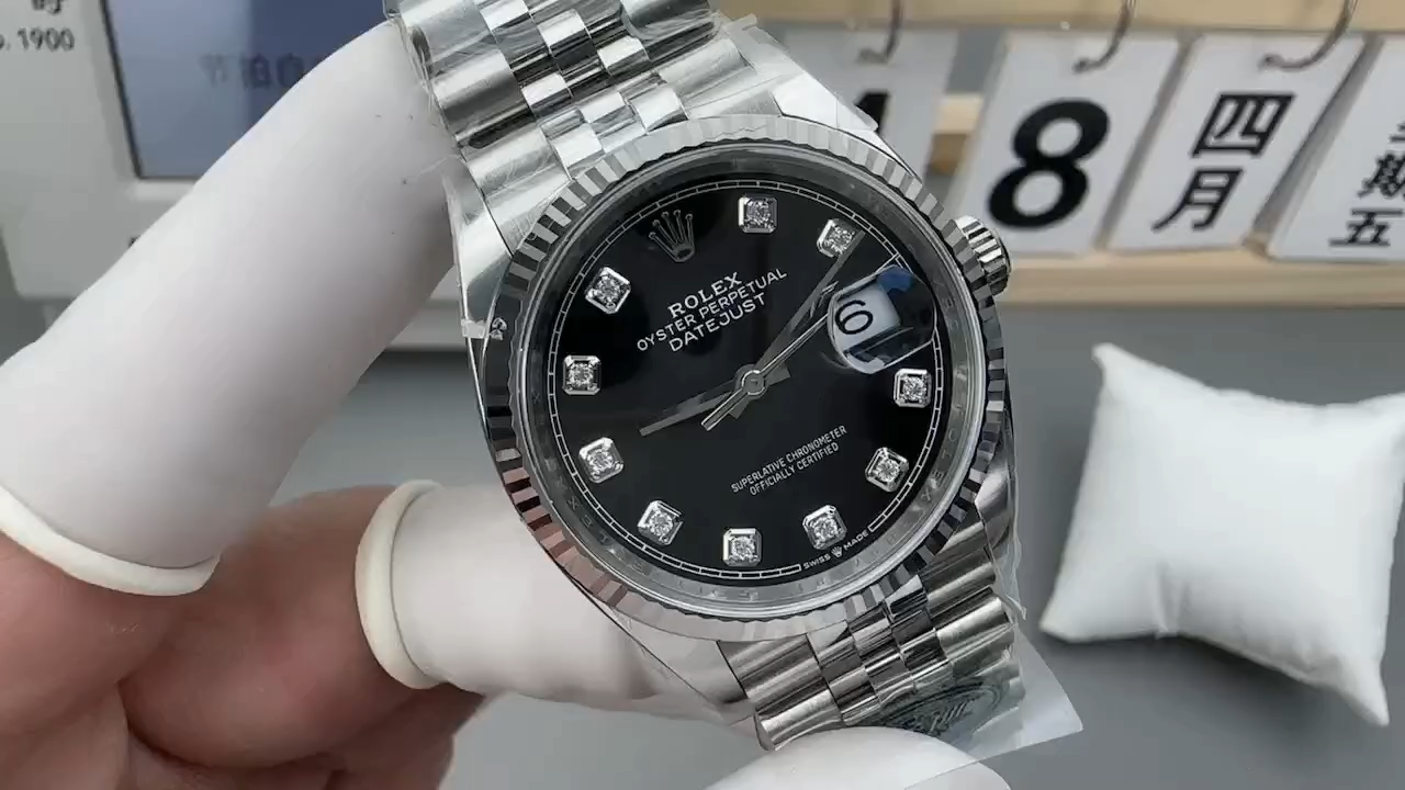 Rolex Datejust 126234 Fluted Bezel Black Diamond Dial 36MM Unisex Replica Watch
