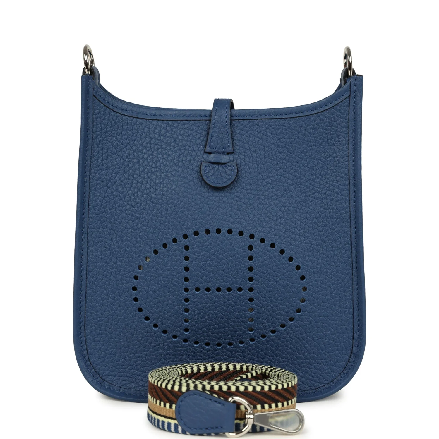 Hermes Evelyne TPM Bleu Tie Clemence Palladium Hardware