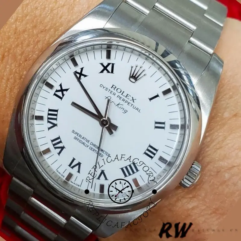 Rolex Oyster Perpetual Air-King 114200 White Dial 34mm Unisex Replica Watch