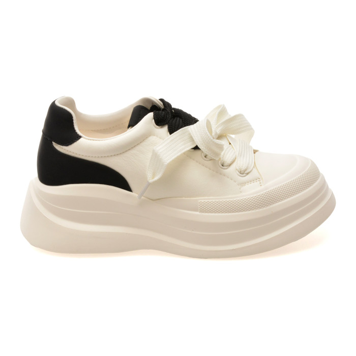 Pantofi sport EPICA alb-negru, C1925, din piele naturala