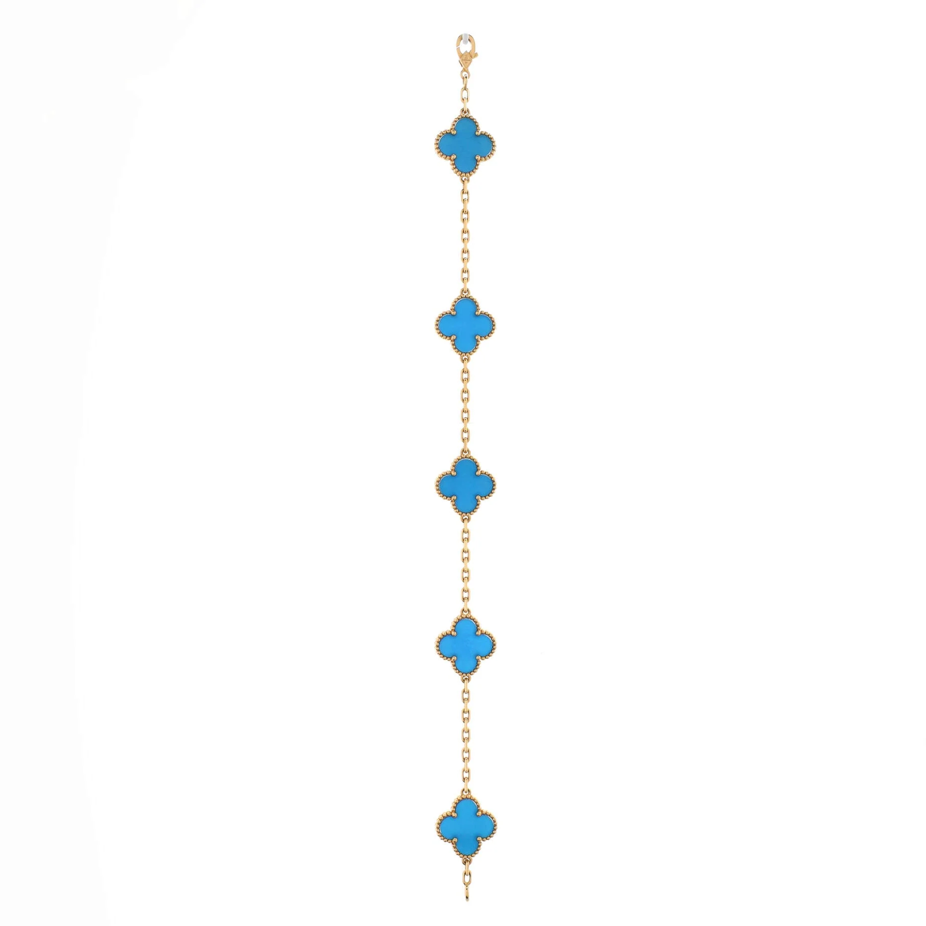 Vintage Alhambra 5 Motifs Bracelet 18K Yellow Gold and Agate