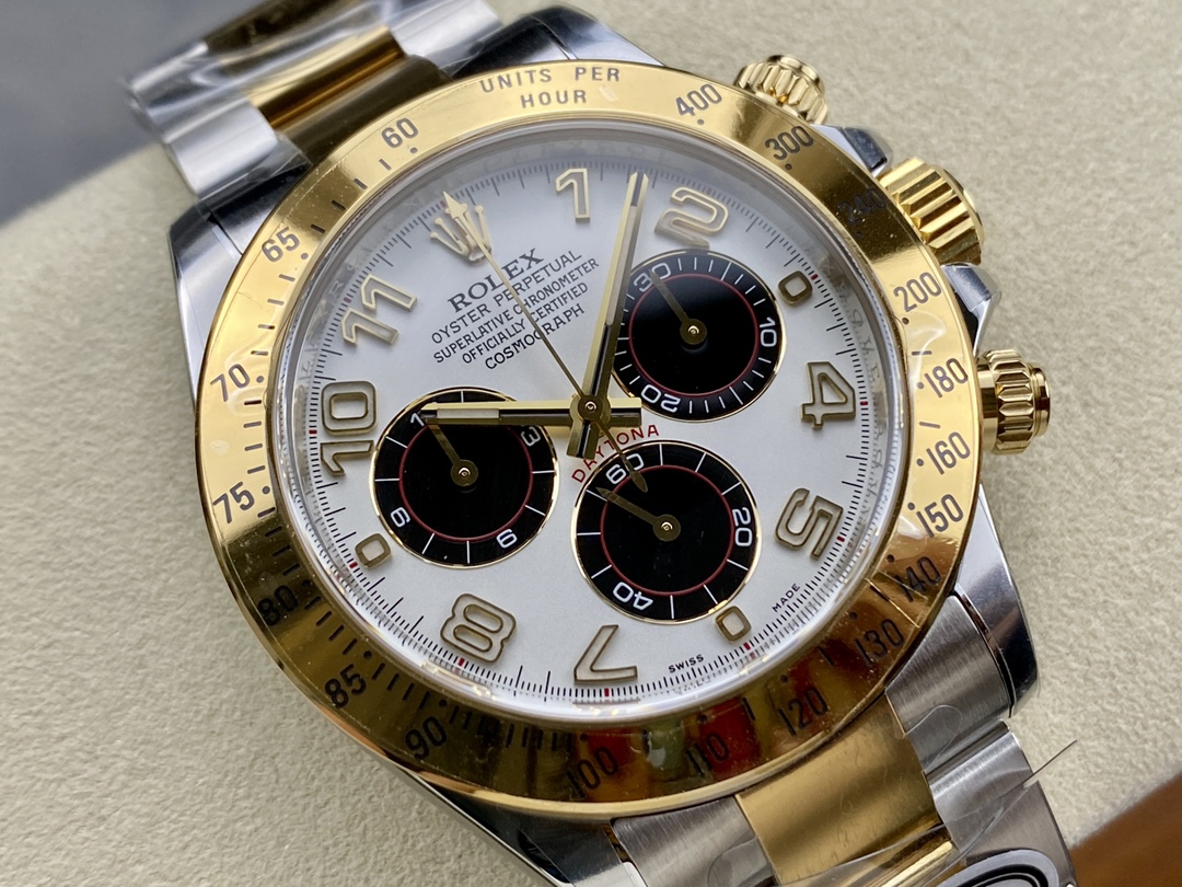 Rolex Daytona 116523 White Arabic Panda Dial 40mm Mens Replica Watch