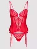 Lovehoney Parisienne Charm Red Lace Basque Set