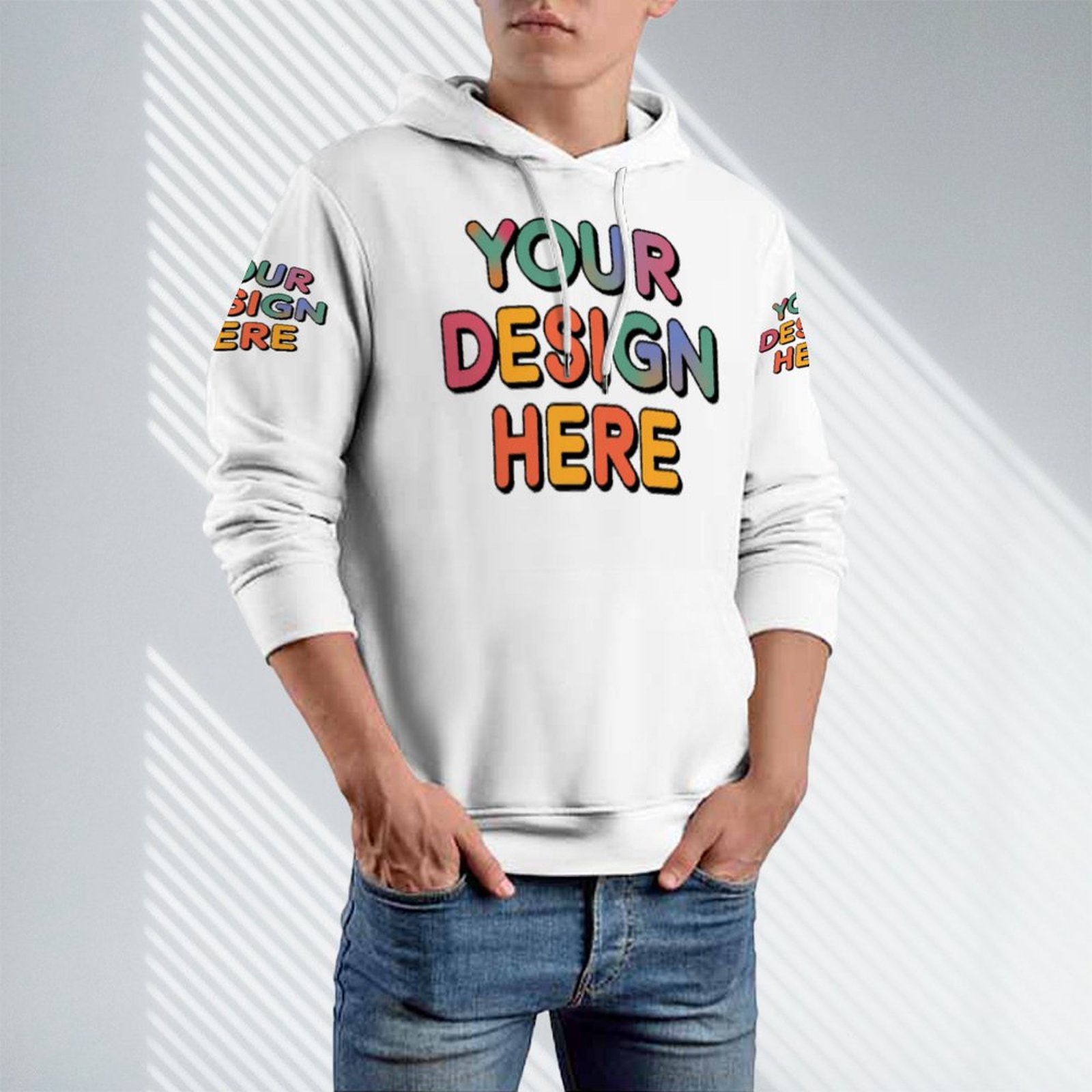 Customized Men’s Adult Sweater with Loose Double-Layer Hood