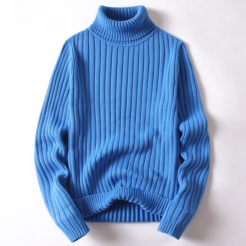 Unisex Solid/Striped Turtleneck Sweater