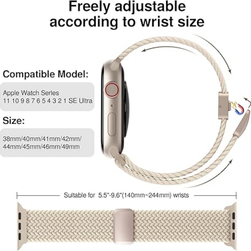 STRAPTIQUE Braided Stretchy Band Compatible with Apple Watch Bands