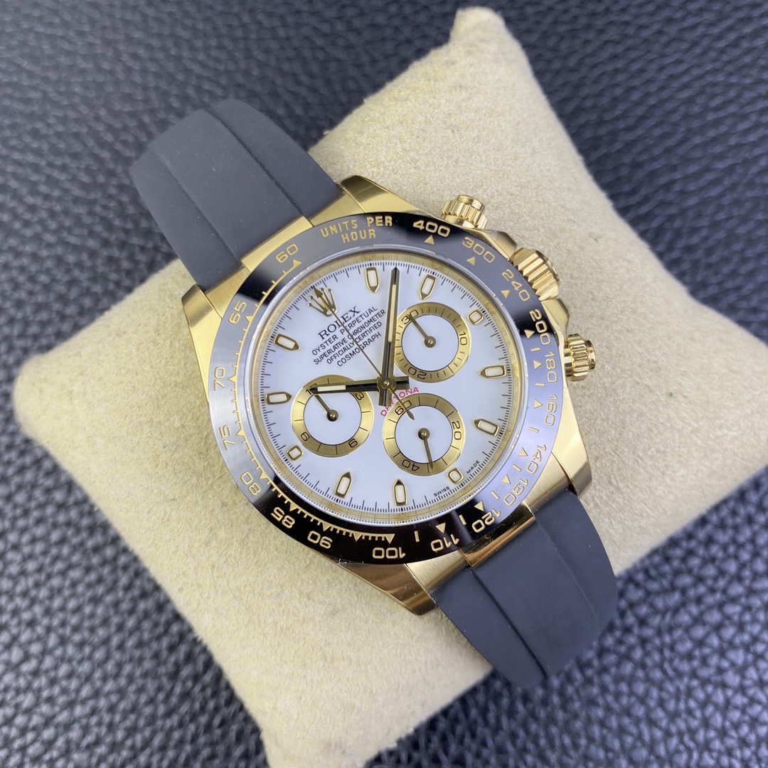 Rolex Cosmograph Daytona 116518LN White Dial Black Rubber Strap 40mm Mens Replica Watch