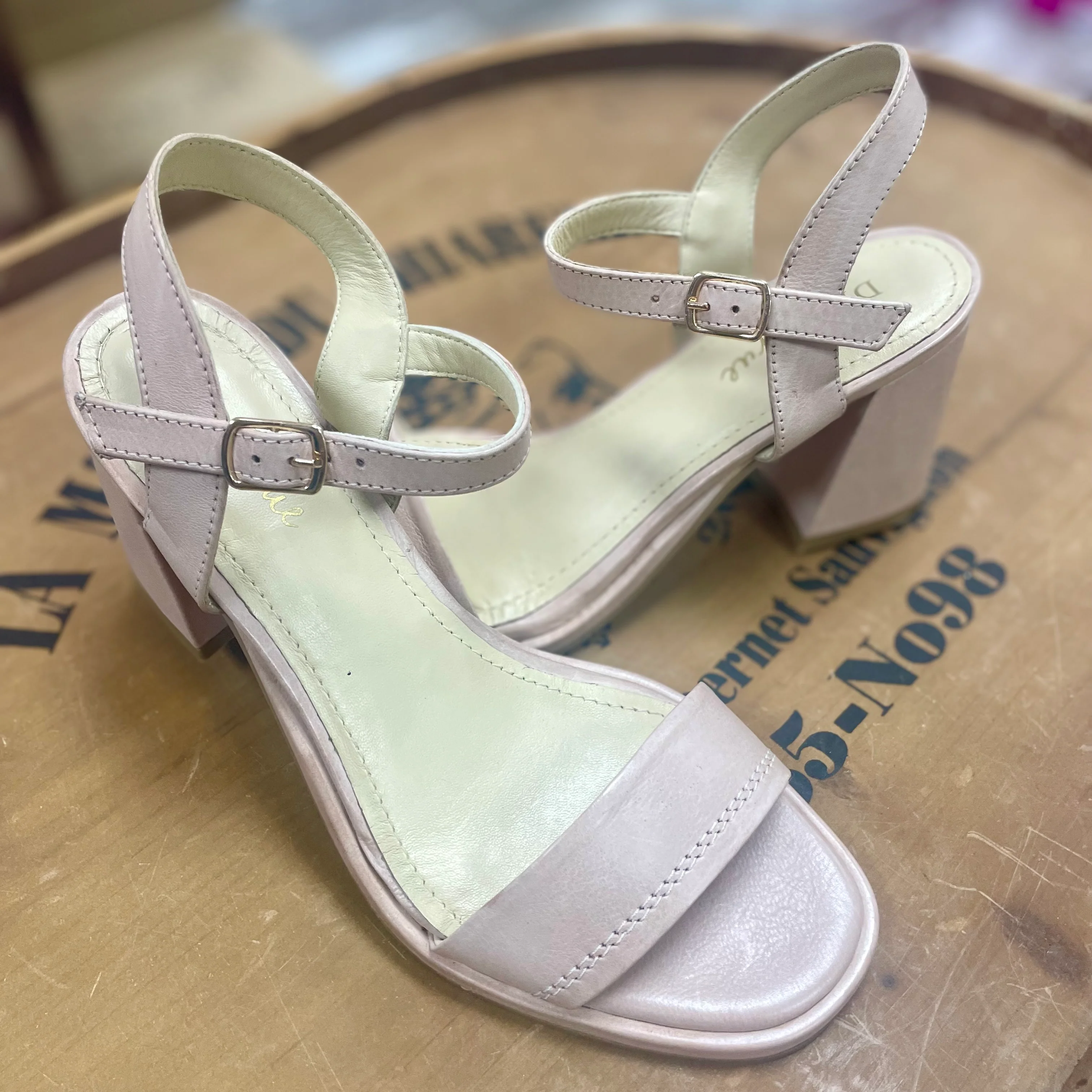 Dune Grass Block Heel 鈥?Pale Pink