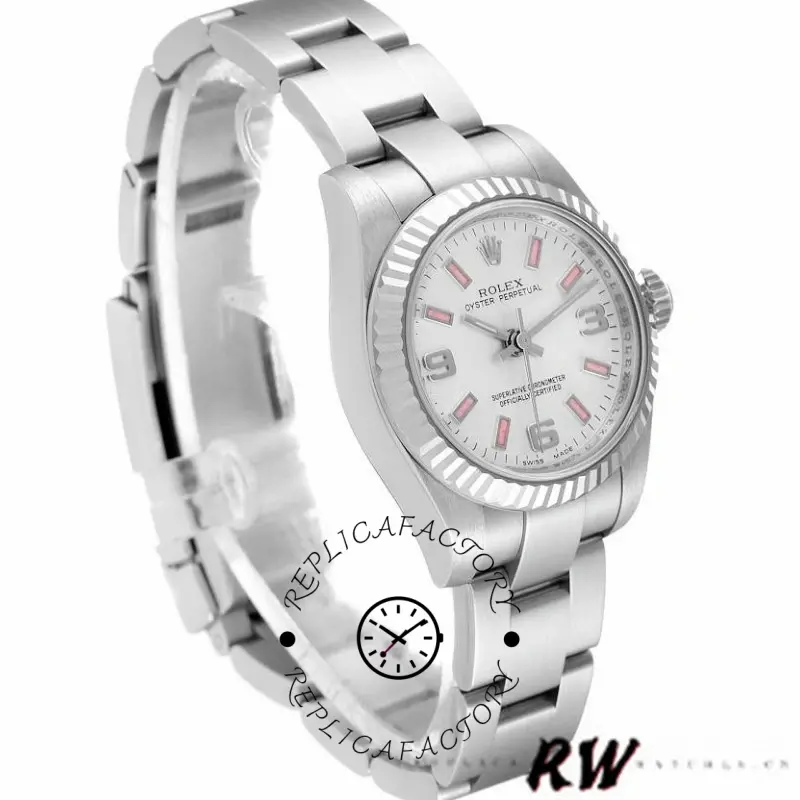 Rolex Oyster Perpetual 176234 Silver Dial Pink Baton 26MM Lady Replica Watch