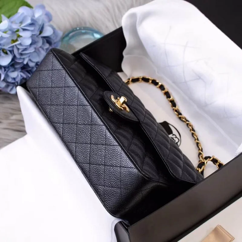 Chanel Caviar Calfskin Class-Flap Bag A01112 Black