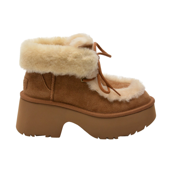Ghete UGG maro, NEW HEIGHTS LACE UP, din piele intoarsa