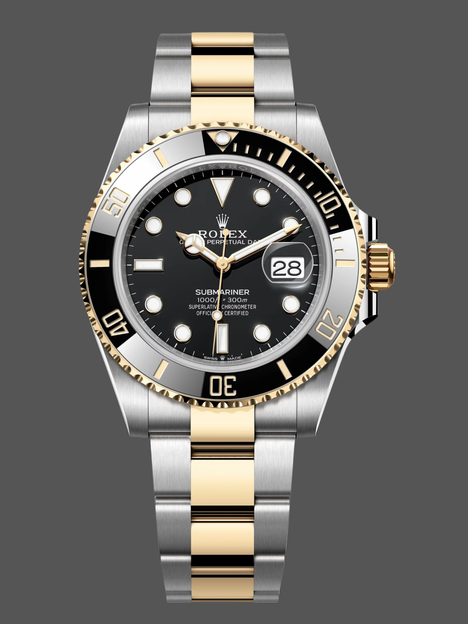 Rolex Submariner Date Two Tone Oyster Bracelet Men's Watch 126613LN