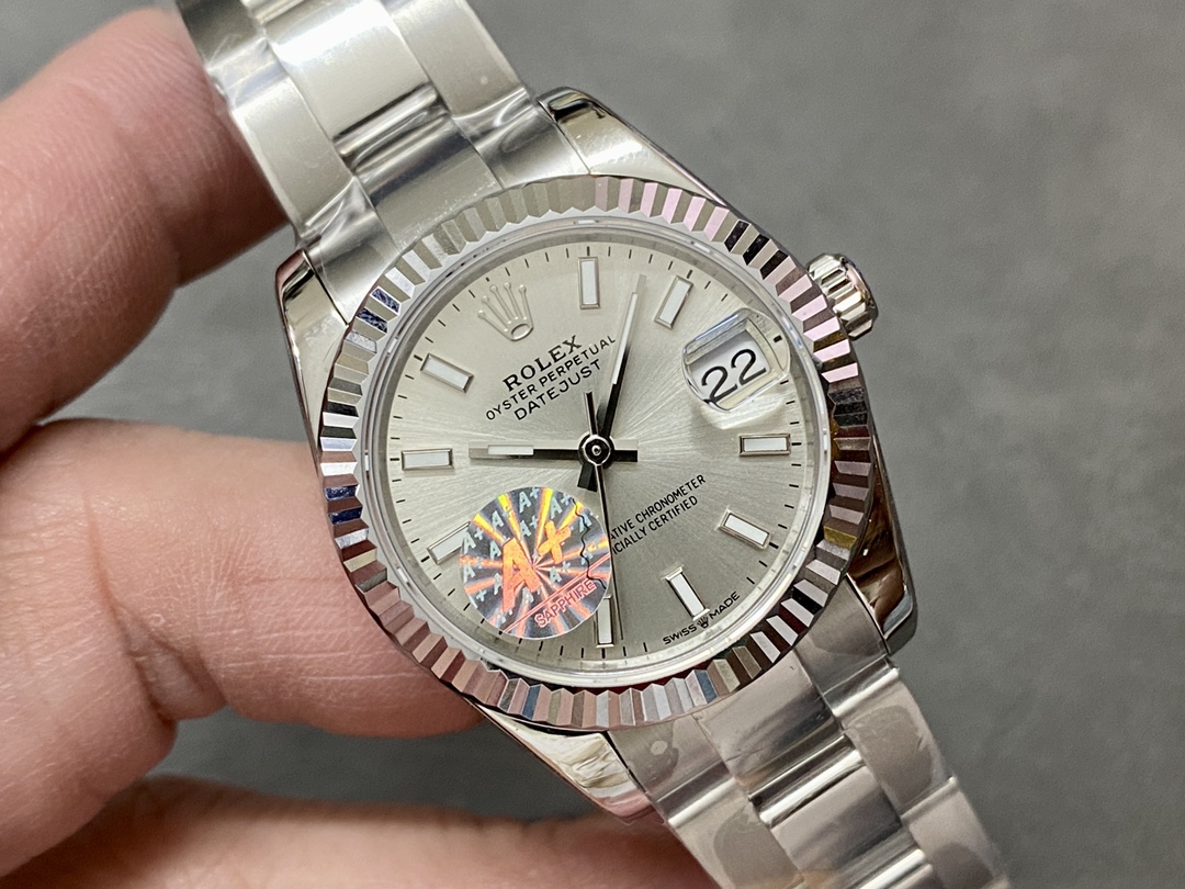 Rolex Datejust 31 Stainless Steel and White Gold Silver Dial M278274 0011 Women's Watch