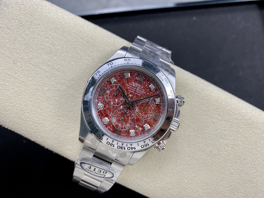 Rolex Cosmograph Daytona 40MM White Gold Rare Rubellite Dial 116509 Men's Watch