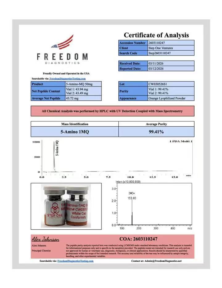 5-Amino-1MQ certificate of analysis