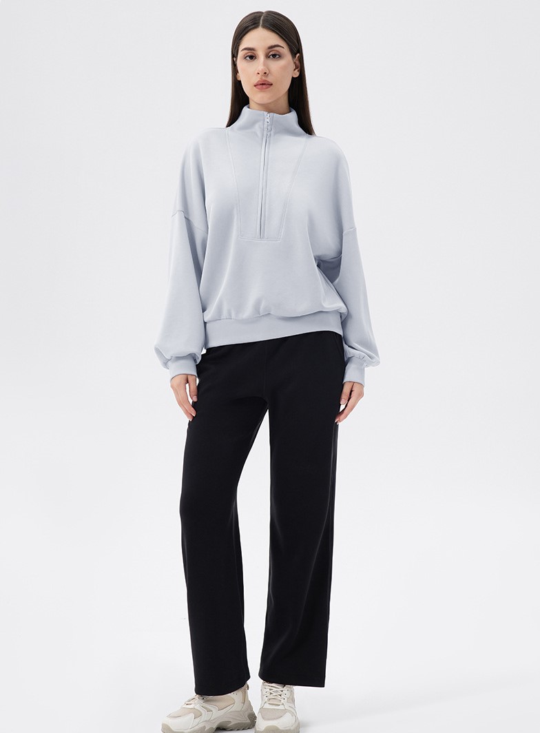 Autumn/Winter New Yoga Sweatshirt for Women, Modal Air Layer Loose Stand Collar Running Fitness Casual Top