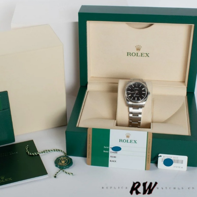Rolex Oyster Perpetual Air-King 114200 Black Index Dial 34mm Unisex Replica watch