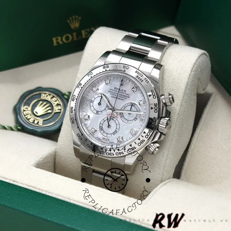 Rolex Cosmograph Daytona 116509 White Mother of Pearl Dial 40MM Mens Replica Watch