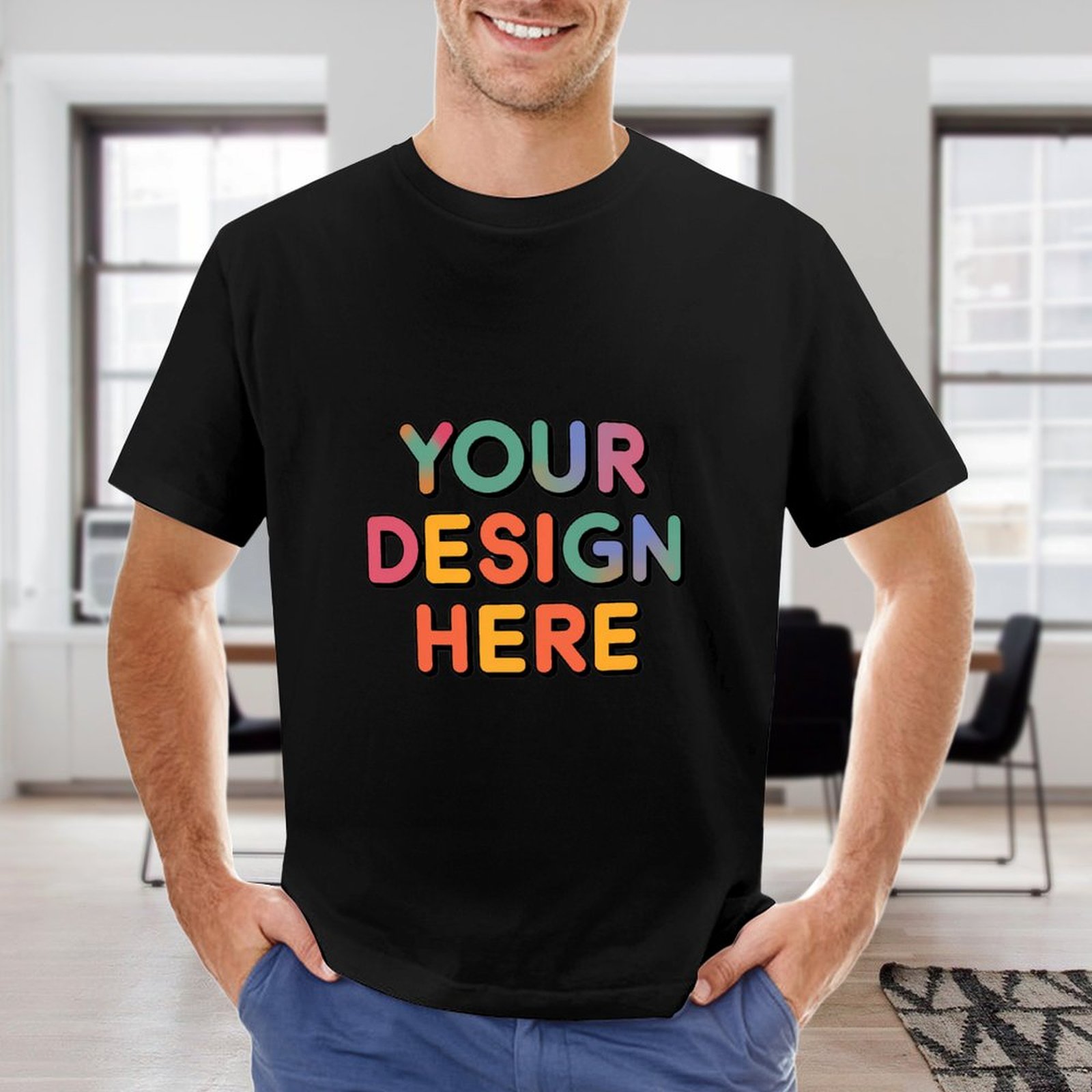 Personalized Custom Men’s Durable Cotton T-Shirt with Double-Sided Design