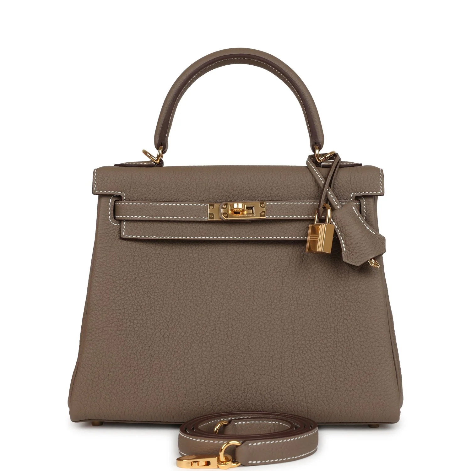 Hermes Kelly Retourne 25 Etoupe Togo Gold Hardware