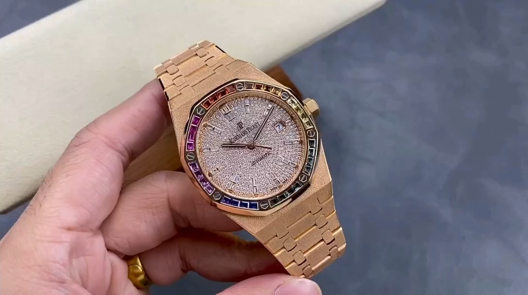 AP Royal Oak Rainbow Bezel 15413OR.YY.1220OR.01 Replica Diamond Dial