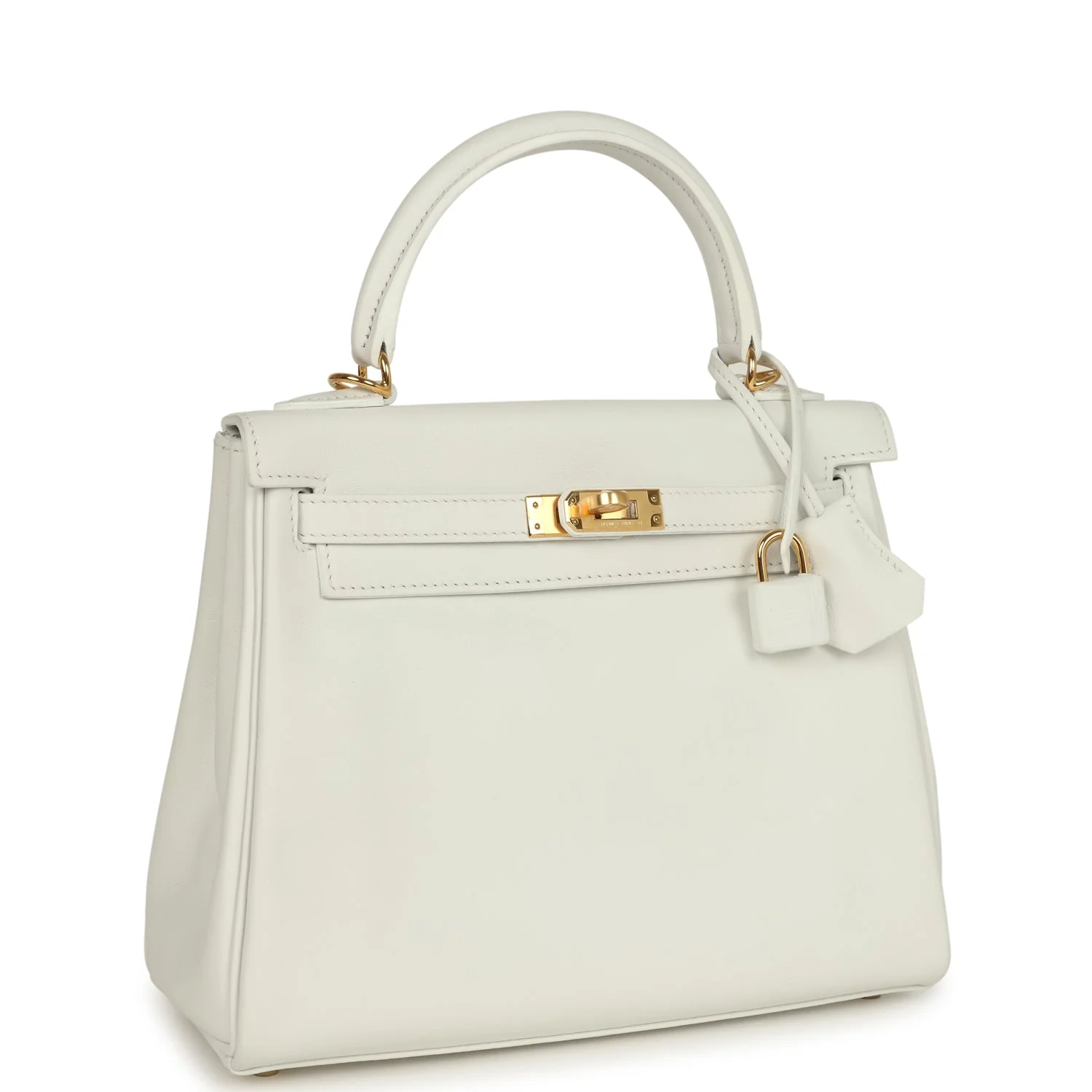 Hermes Kelly Retourne 25 New White Swift Gold Hardware