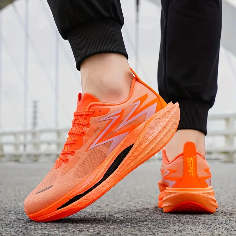 Vibrant Orange/Neon Running Shoes with Carbon Fiber Accents
